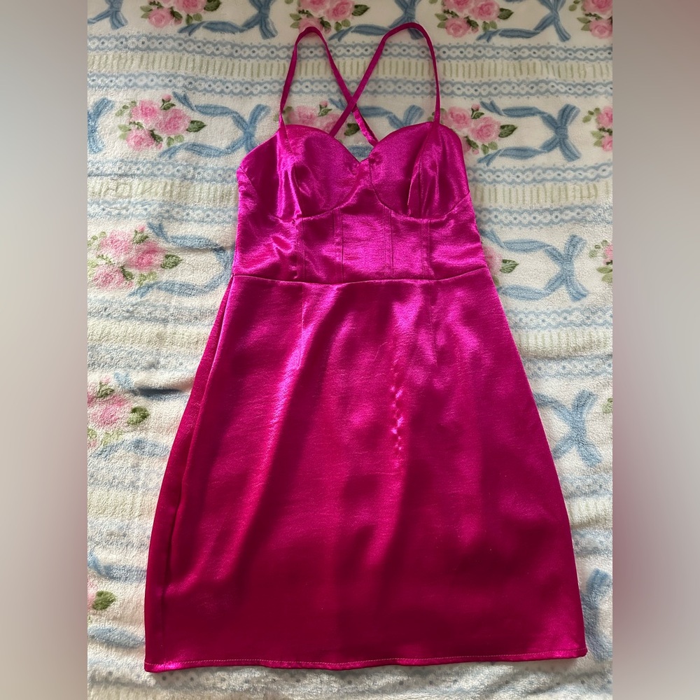 Pink Mini Dress Satin